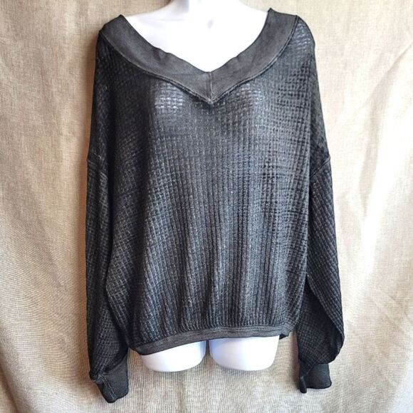 WE THE FREE South Side Vneck Waffle Knit Top - Picture 1 of 6